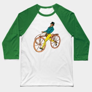 English boy athlete riding a vintage bicycle Baseball T-Shirt